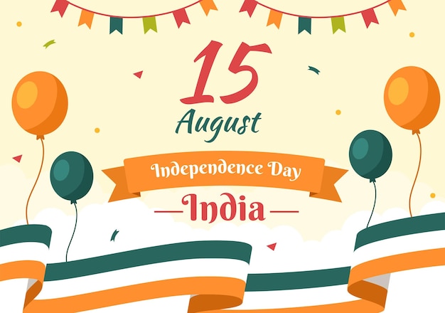 Joyeuse fête de l'indépendance indienne qui est célébrée chaque mois d'août avec des drapeaux en illustration