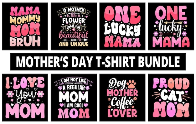 Joyeuse Fête Des Mères Ensemble Fête Des Mères Tshirt Bundle Lettrage Maman Tshirt Ensemble Maman Tshirt Citation