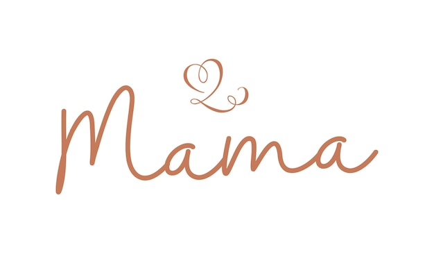 Vecteur joyeuse fête des mères maman maman mot typographie dessiné à la main art du cœur minimal sur fond blanc