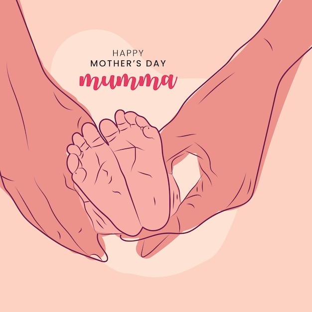 Joyeuse fête des mères avec des pieds de bébé