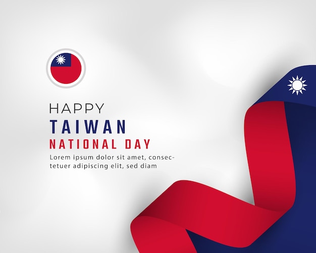 Joyeuse Fête Nationale De Taïwan, 10 Octobre, Célébration, Vecteur, Conception, Illustration, Modèle, Pour, Affiche