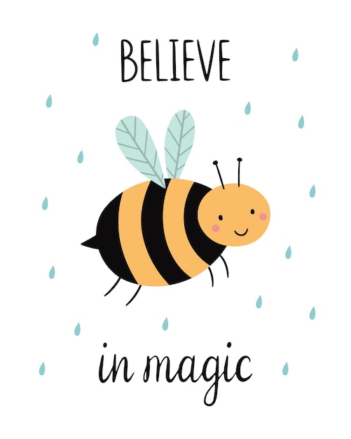 Une Joyeuse Petite Abeille Affiche Mignonne Pour Enfants