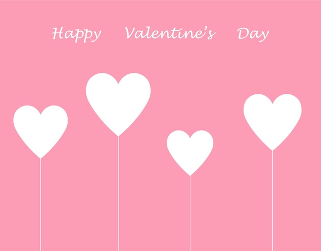 Joyeuse Saint-valentin Fond Rose Amour Saint-valentin Coeurs Ballons Carte Illustration Vectorielle