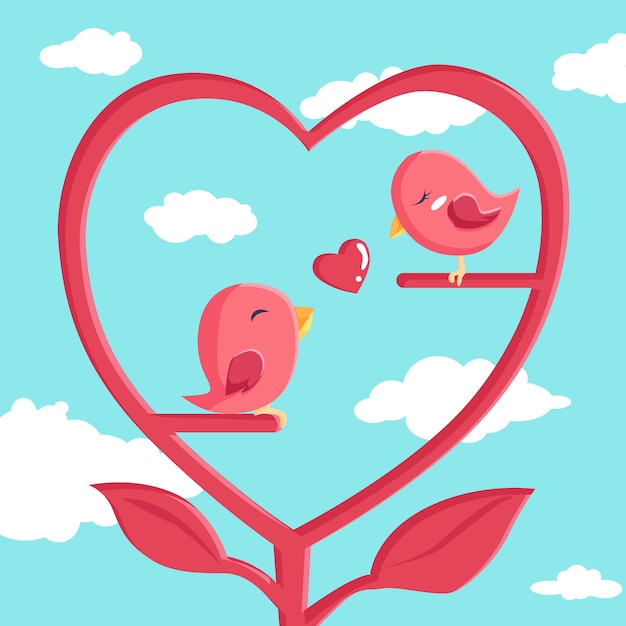 Joyeuse Saint Valentin Avec Oiseau Amoureux