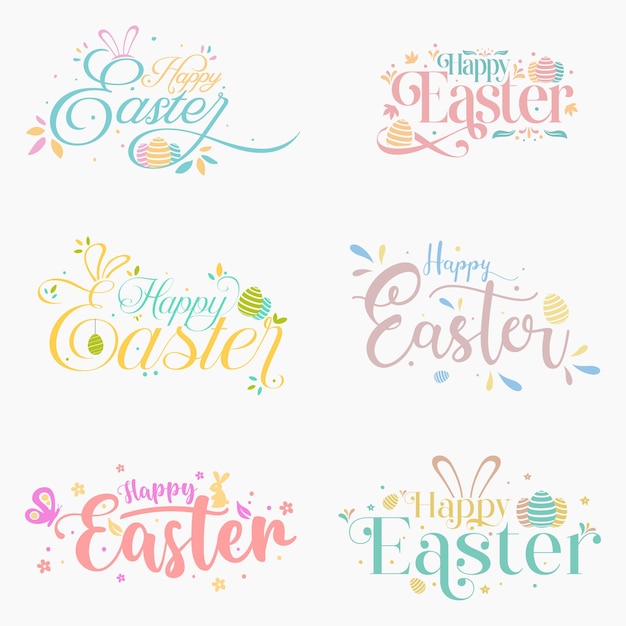Joyeuse typographie de Pâques avec une élégante calligraphie en couleurs pastel et un design festif