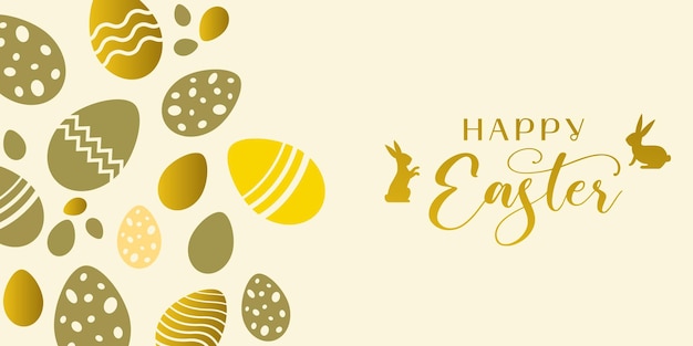 Joyeuses Pâques bannière horizontale vectorielle avec des oeufs et l'inscription Joyeuses Pâques vecteur EPS 10