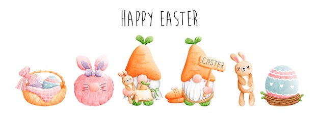 Joyeuses Pâques Avec Des Gnomes Illustration Vectorielle