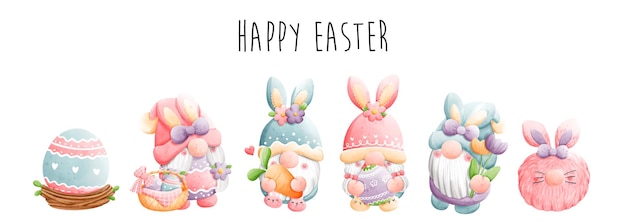 Joyeuses Pâques Avec Des Gnomes Illustration Vectorielle