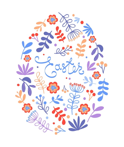 Joyeuses Pâques Illustration Vectorielle De Pâques Oeuf De Pâques Avec Des Fleurs