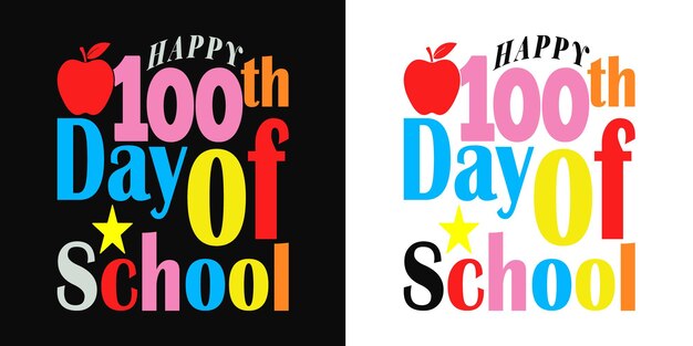 Joyeux 100 jours d'illustration vectorielle de conception de t-shirt scolaire
