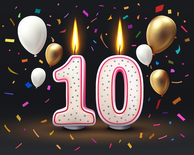 Joyeux anniversaire 10 ans anniversaire de l'anniversaire Bougie sous forme de nombres