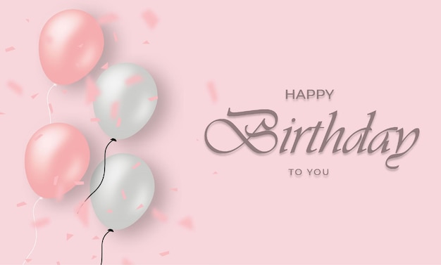 Joyeux anniversaire avec des ballons roses réalistes
