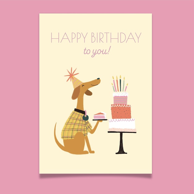 Vecteur joyeux anniversaire carte de vœux mignonne carte de vœux