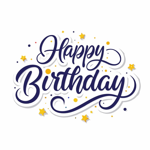 Joyeux anniversaire avec des confettis et des étoiles