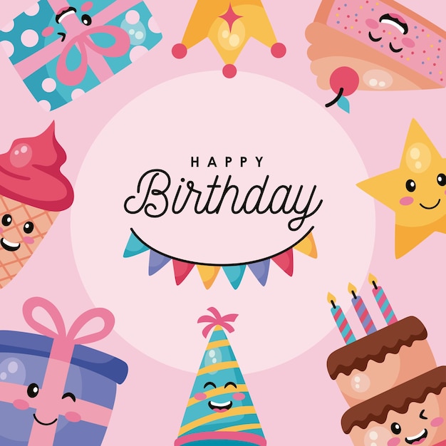 Joyeux anniversaire lettrage carte postale