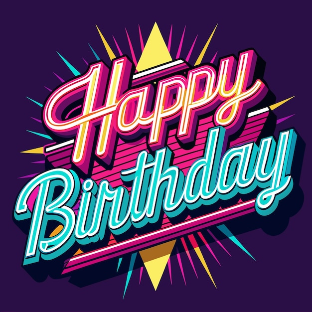 Joyeux anniversaire salutation typographie illustration vectorielle