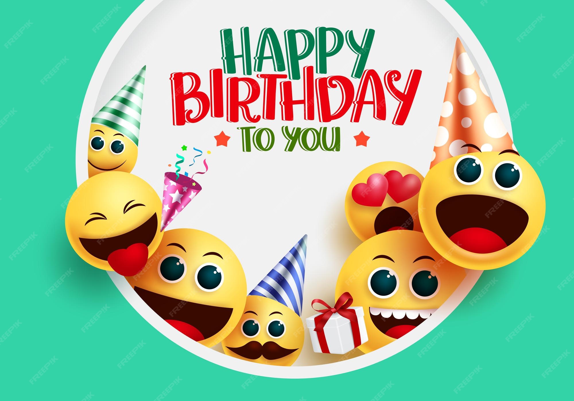 Joyeux Anniversaire Emoji Anniversaire Gratuit Joyeux Anniversaire Smiley Emoji Vector Salutation Design Joyeux Anniversaire à Vous Texte De Salutation | Vecteur Premium