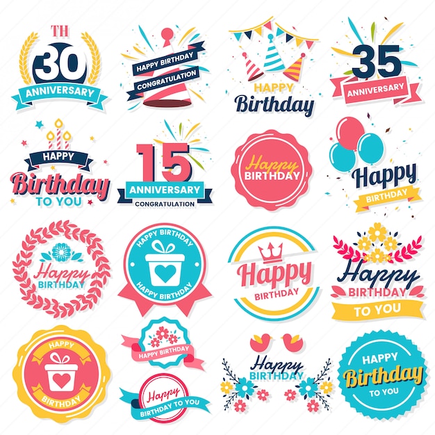 Vecteur joyeux anniversaire vector logo pour bannière