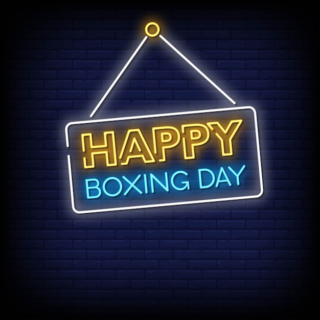 Joyeux Boxing Neon Signs Style Texte Vecteur