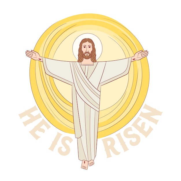 Vecteur joyeux dimanche de pâques il est ressuscité célébration de la résurrection