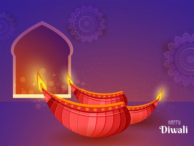 Vecteur joyeux diwali celebration concept.