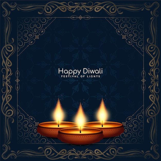 Joyeux Diwali Festival Religieux Cadre Décoratif Vecteur De Conception De Fond
