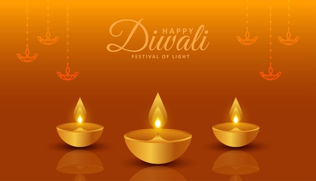 Joyeux Diwali Avec Fond De Diya Ou De Lampe à Huile