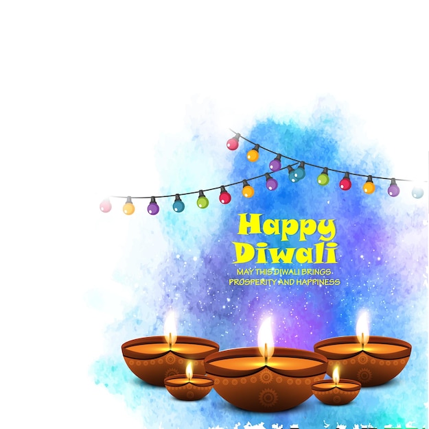 Joyeux Diwali Avec Lampe à Huile Réaliste élégante Diya, Carte-cadeau, Affiche, Bannière, Fond De Grande Vente