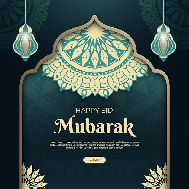 Vecteur joyeux eid mubarak fond de mandala décoratif de luxe