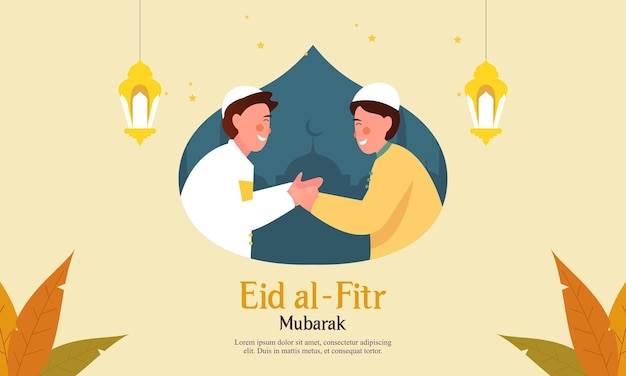 Joyeux Eid Mubarak Ramadan Mubarak Concept De Voeux Avec Illustration De Personnage De Personnes