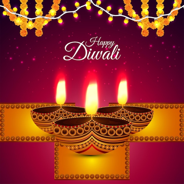 Joyeux festival diwali de bannière d'illustration vectorielle lumière