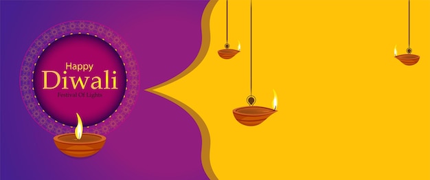 Joyeux Festival Diwali De L'inde Avec Illustration Vectorielle De Fond Diya.