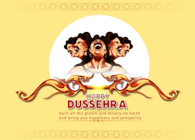 Vecteur joyeux festival de dussehra en inde. de lord rama tuant ravana