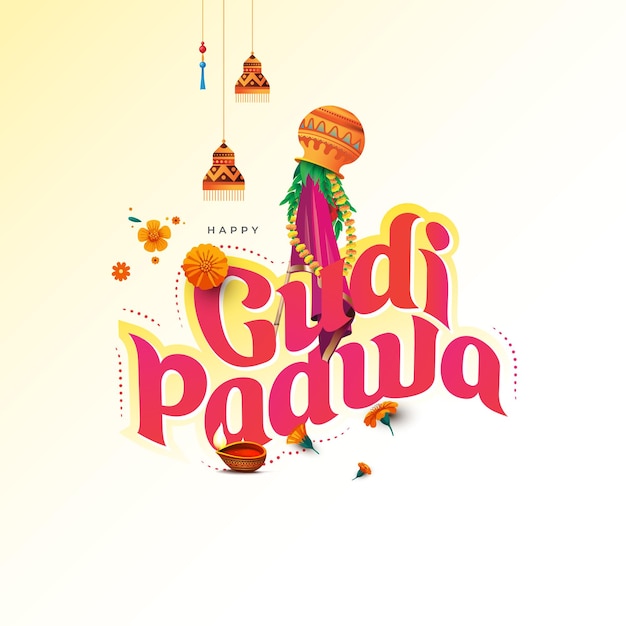 Vecteur joyeux festival de gudi padwa le jour de la nouvelle année du maharastra vector arrière-plan