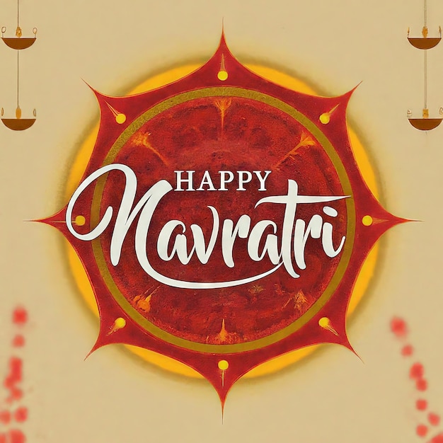 Vecteur joyeux festival de navratri avec des décorations diya et diya joyeux festival de navratriri avec des décors d