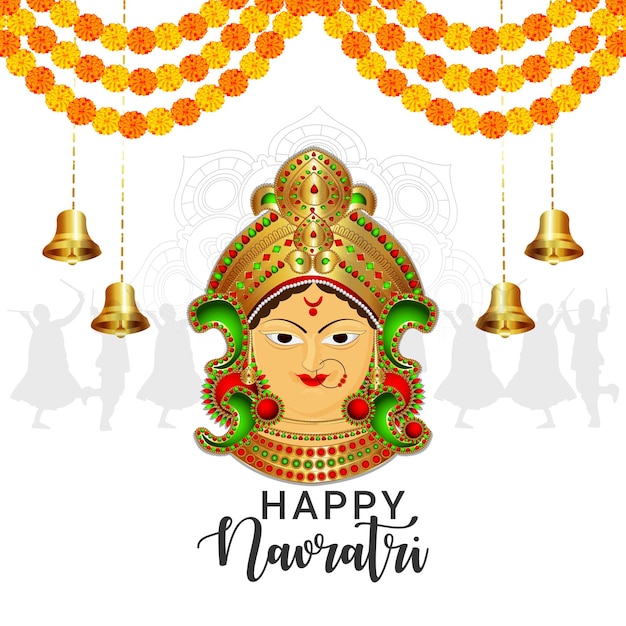 Joyeux Festival De Navratri Avec La Déesse De L'illustration Vectorielle