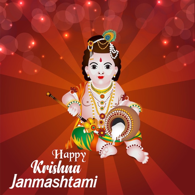 Vecteur joyeux fond de célébration du festival indien janmashtami