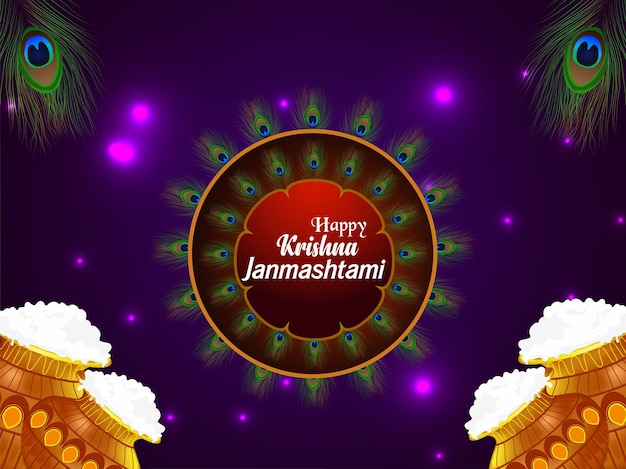 Vecteur joyeux fond de célébration de janmashtami