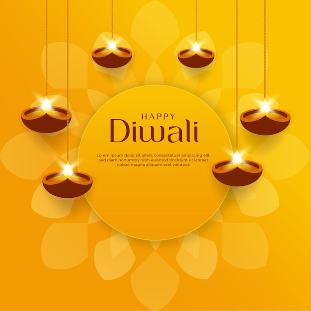 Joyeux fond de diwali avec décoration