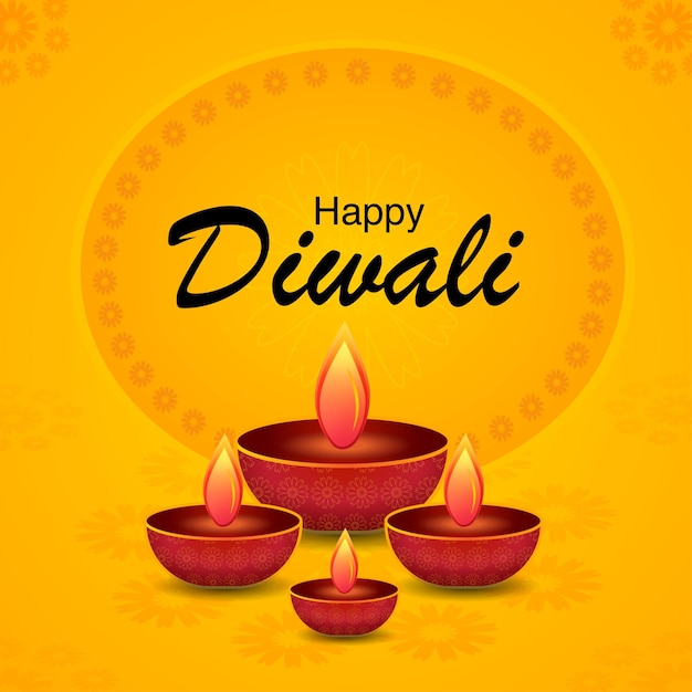 Vecteur joyeux fond de diwali avec diya