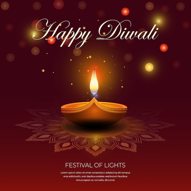 Joyeux Fond De Diwali Avec Fond De Lumières Décoratives