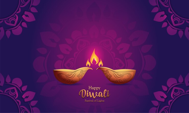 Vecteur joyeux fond de diwali avec des ornements de mandala