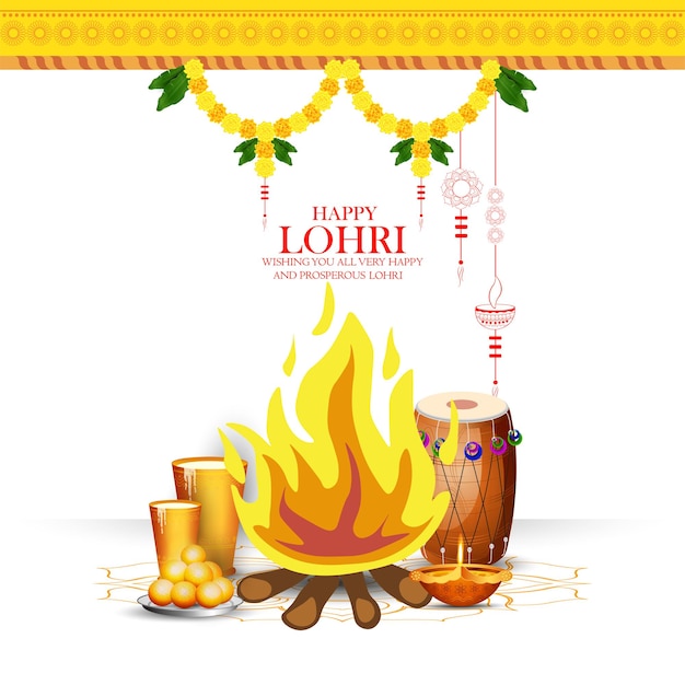 Joyeux Fond De Vacances Lohri Pour Le Festival Punjabi. Illustration Vectorielle