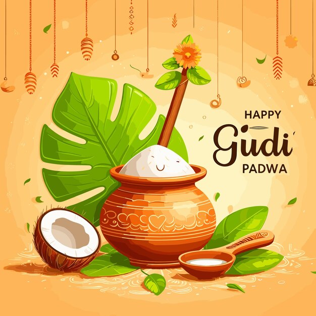 Vecteur joyeux gudi padwa vecteur fond festival indien généré ai