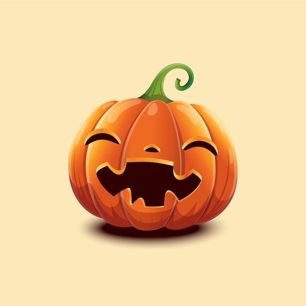 Joyeux Halloween. Citrouille d'Halloween vectorielle réaliste. Visage heureux citrouille d'Halloween isolé sur fond clair. EPS 10