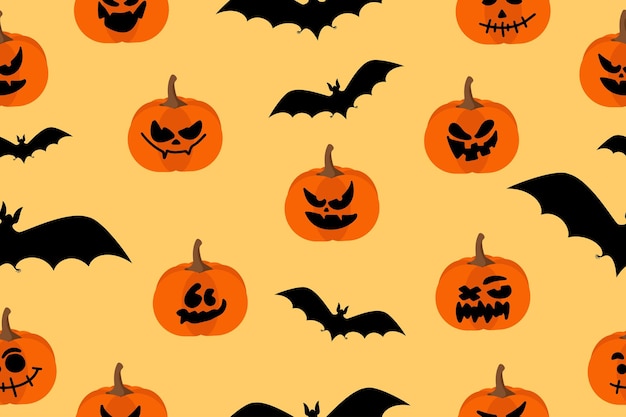 Joyeux Halloween avec des citrouilles et des chauves-souris modèle sans couture illustration vectorielle vectorielle