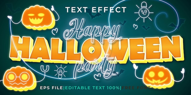 joyeux Halloween effet de style de texte modifiable en 3d avec néon adapté au thème de l'événement Halloween