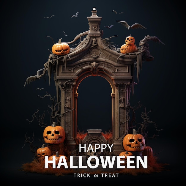 joyeux halloween fond sombre mignon mais effrayant avec des résultats d'IA génératifs