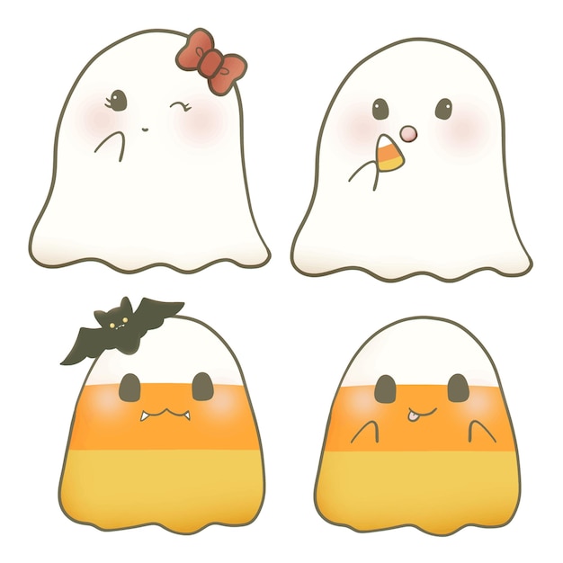 Joyeux Halloween Illustration De Fantômes Mignons Pour Les Vacances