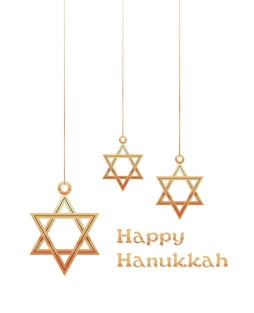 Joyeux Hanukkah Judaïsme Fêtes Religieuses Célébration Hébraïque Lettrage Carte De Vœux étoile De David Symbole Illustration Vectorielle Verticale